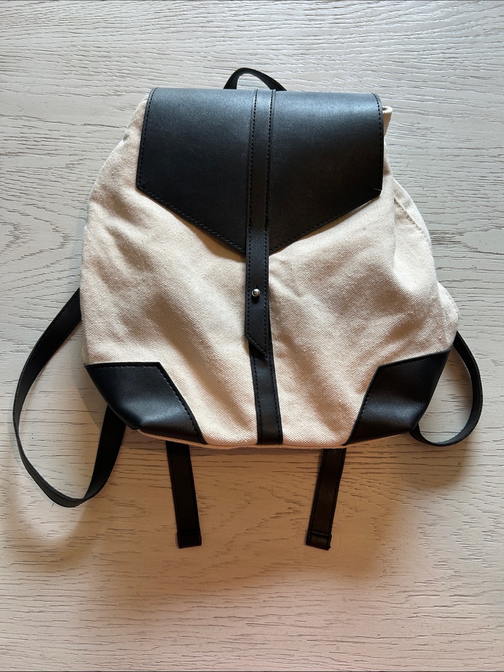 DEUX LUX Black Interior with Cream Canvas Trim Backpack
